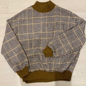 Oak & Fort Houndstooth mock neck sweater